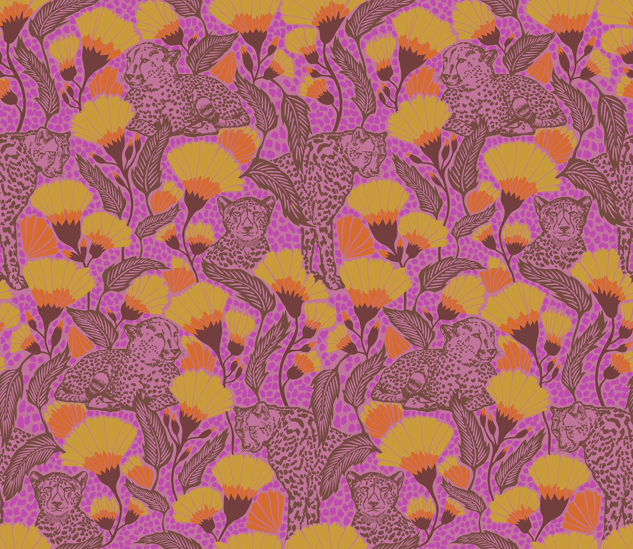 Fabric Anna Maria Amethyst Cheetah Cloth Backings No. 6 108" Wide Back by the Quarter Yard BAMT169-84