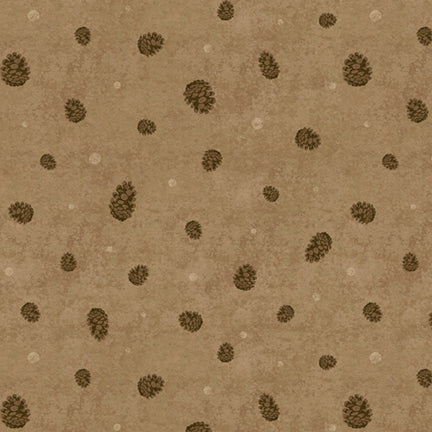 Fabric P & B Textiles Tan Pinecones Bigfoot Country by the Quarter Yard 6129-Z