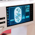 Sewing machine screen displaying a floral design on a white background