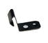 A small black metal bracket or clip with two circular holes, shown on a plain white background.