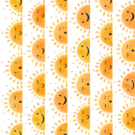 Fabric P&B White and Yellow Smiling Suns Bee My Baby by the Quarter Yard 6387-WY