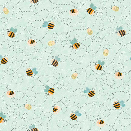 Fabric P&B Aqua Bees Bee My Baby by the Quarter Yard 6389-M