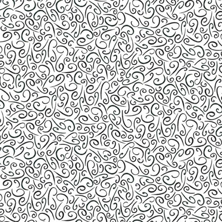 Fabric P&B Black and White Scroll Bee My Baby by the Quarter Yard 6391-WK