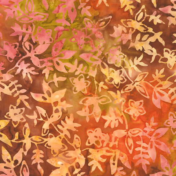 Fabric Riley Blake Salmon Run Expressions Batiks Toasted Blooms by the Quarter Yard BT23819-242