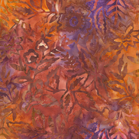 Fabric Riley Blake Mocha Chestnut Expressions Batiks Toasted Blooms by the Quarter Yard BT23827-146