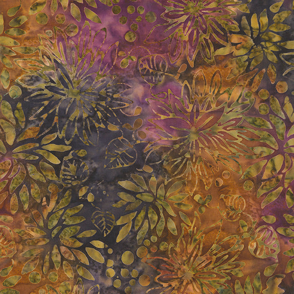 Fabric Riley Blake Espresso Expressions Batiks Toasted Blooms by the Quarter Yard BT23830-139