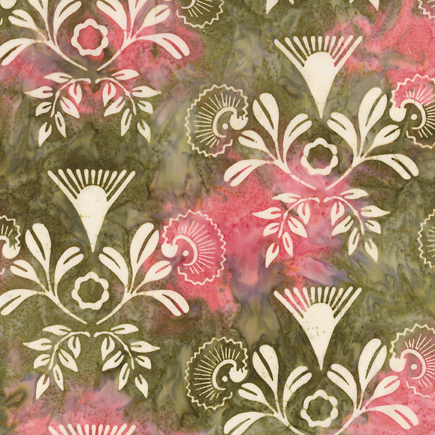 Fabric Riley Blake Olive Expressions Batiks Damask Rose by the Quarter Yard BT23840-315