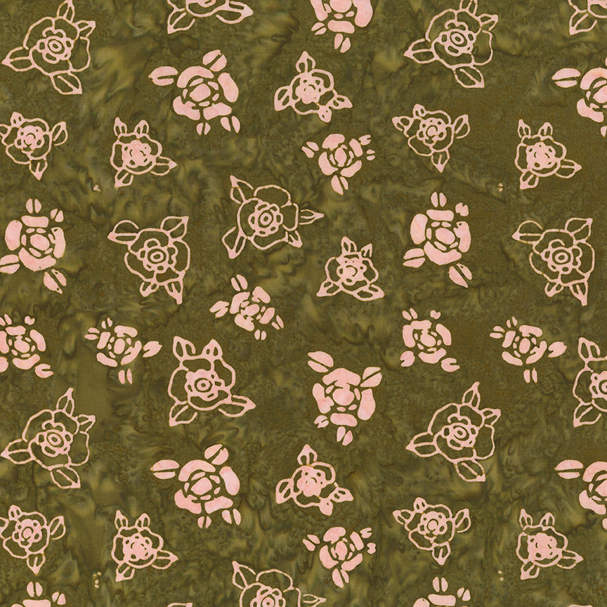 Fabric Riley Blake Olive Expressions Batiks Damask Rose by the Quarter Yard BT23841-315