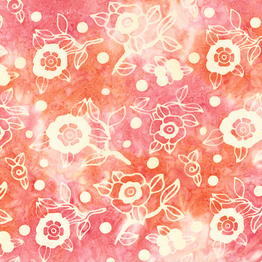Fabric Riley Blake Soft Coral Expressions Batiks Damask Rose by the Quarter Yard BT23846-232