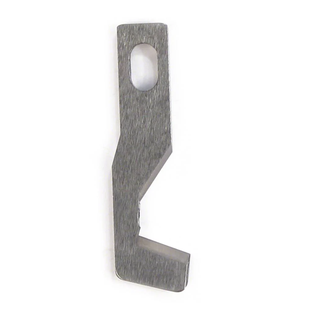 A small flat metal tool or scraper with a brushed silver-gray finish and a cutout near the top, shown on a plain white background.