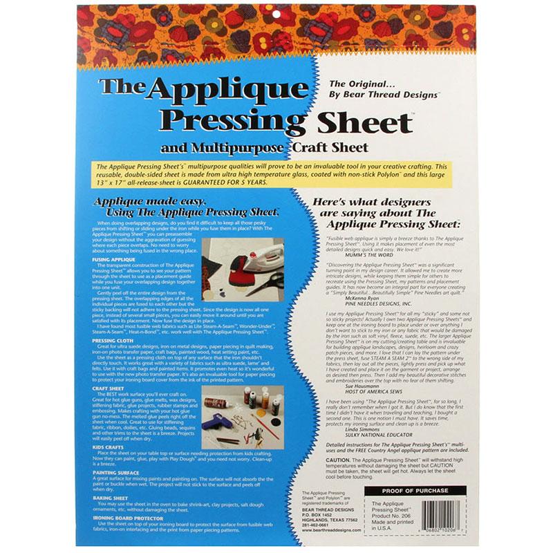 Bear Thread Designs Applique Pressing Sheet 13x17" BT206