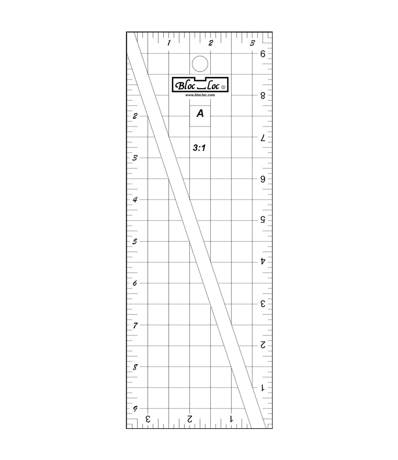 Bloc Loc Half Rectangle Triangle 3:1 Large Ruler Set BLLHRT-3:1LG A