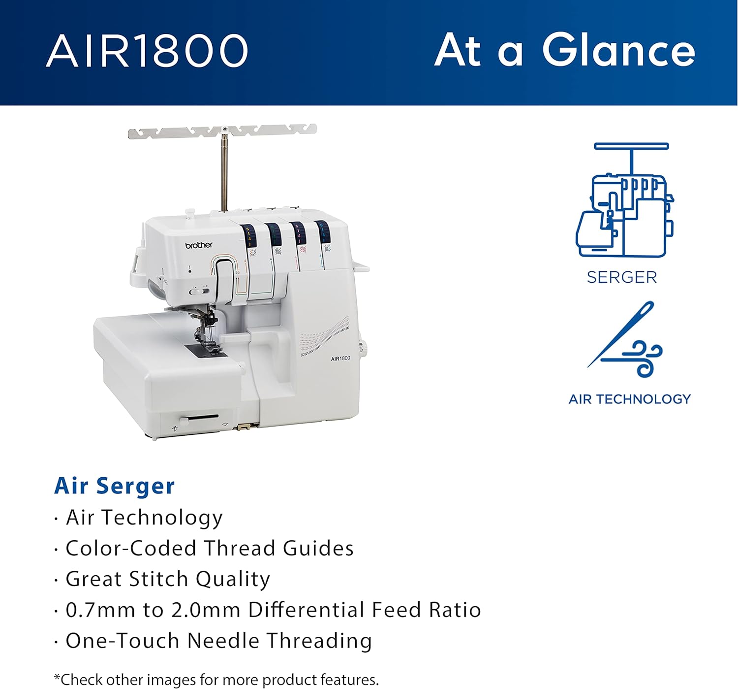 Brother AIR1800 Air Thread Serger Machine At a Glance