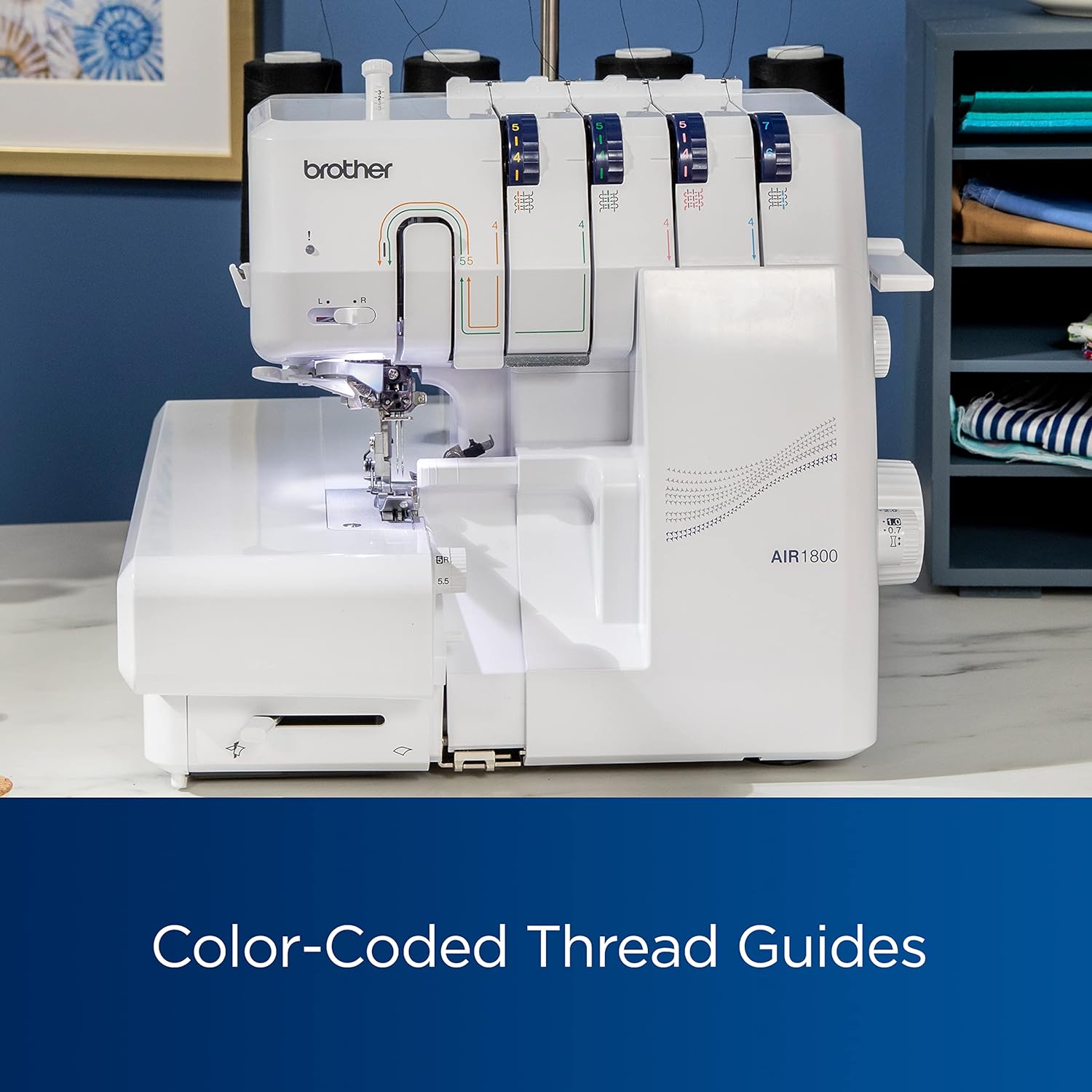 Brother AIR1800 Air Thread Serger Machine Color Coded Thread Guides