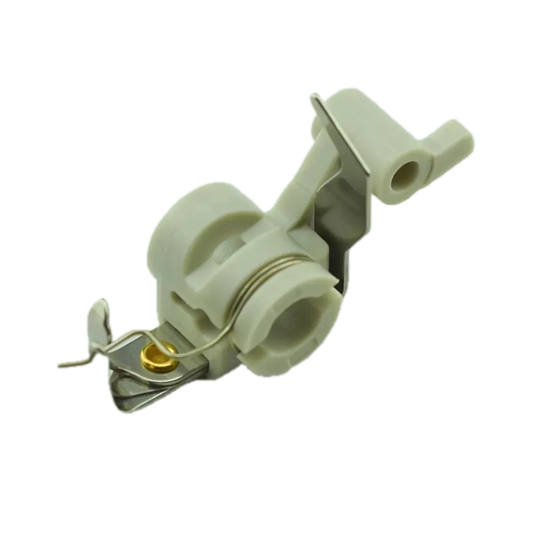 A small plastic and metal sewing or embroidery machine part shown on a plain white background.