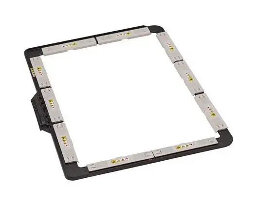 Rectangular embroidery frame with multiple small rectangular components on a white background