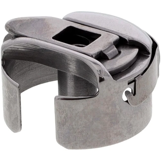 A dark gray metal ring-shaped component with a textured, brushed finish and a small hook detail on the side, shown against a plain white background.