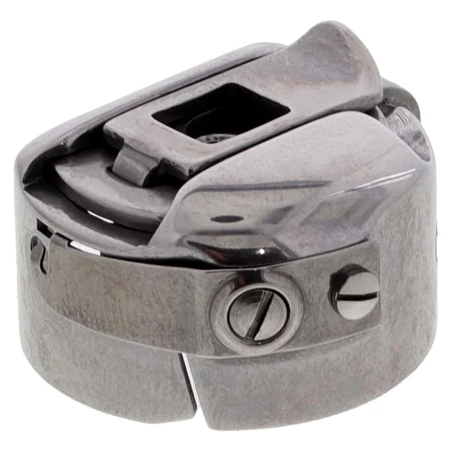 A metallic gray metal ring with a spring-loaded latch mechanism and two visible screws, photographed on a plain white background.