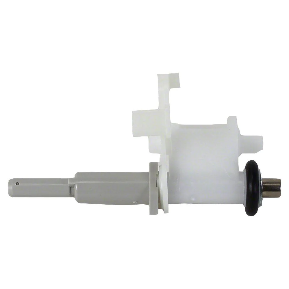 White plastic bobbin winder assembly with a black rubber gasket and metal shaft, shown on a plain white background.
