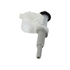 A plastic bobbin winder assembly component, featuring a translucent white body, a gray vertical tube, a black rubber gasket, and a silver metal tip, isolated on a white background.