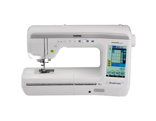 Brother sewing machine with digital display on a white background