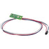 A small green electronic circuit board with several thin wires in red, white, and blue, ending in a small black connector, shown on a plain white background.