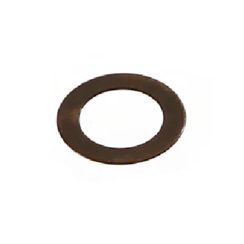 A dark bronze metal ring washer on a plain white background.