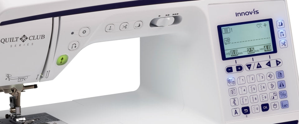 Innovis sewing machine with digital display on a white background