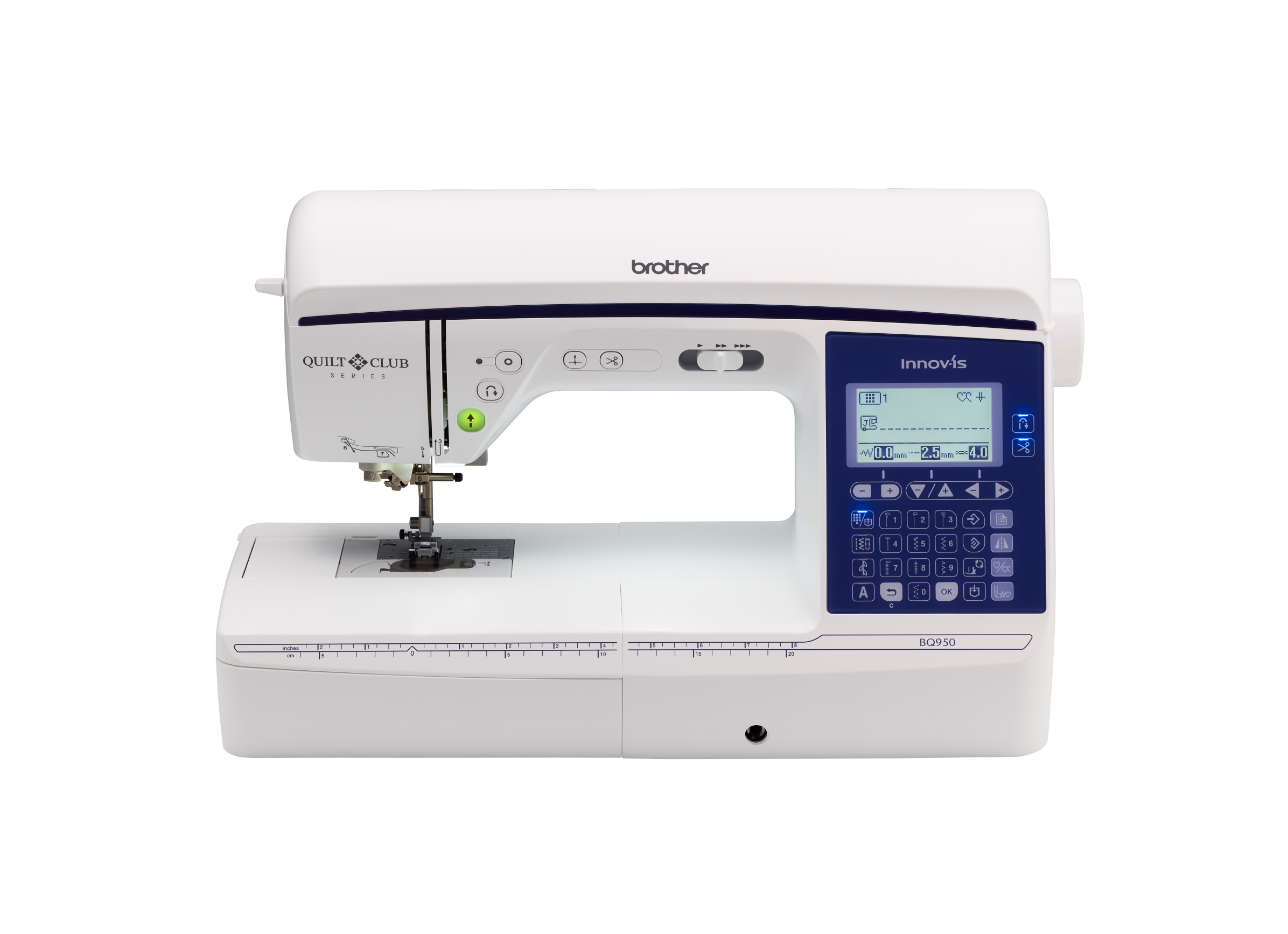 Brother sewing machine with digital display on a white background