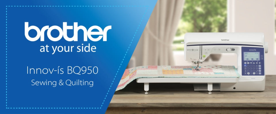 Brother Innov-is BQ950 sewing machine on a table with a blurred background