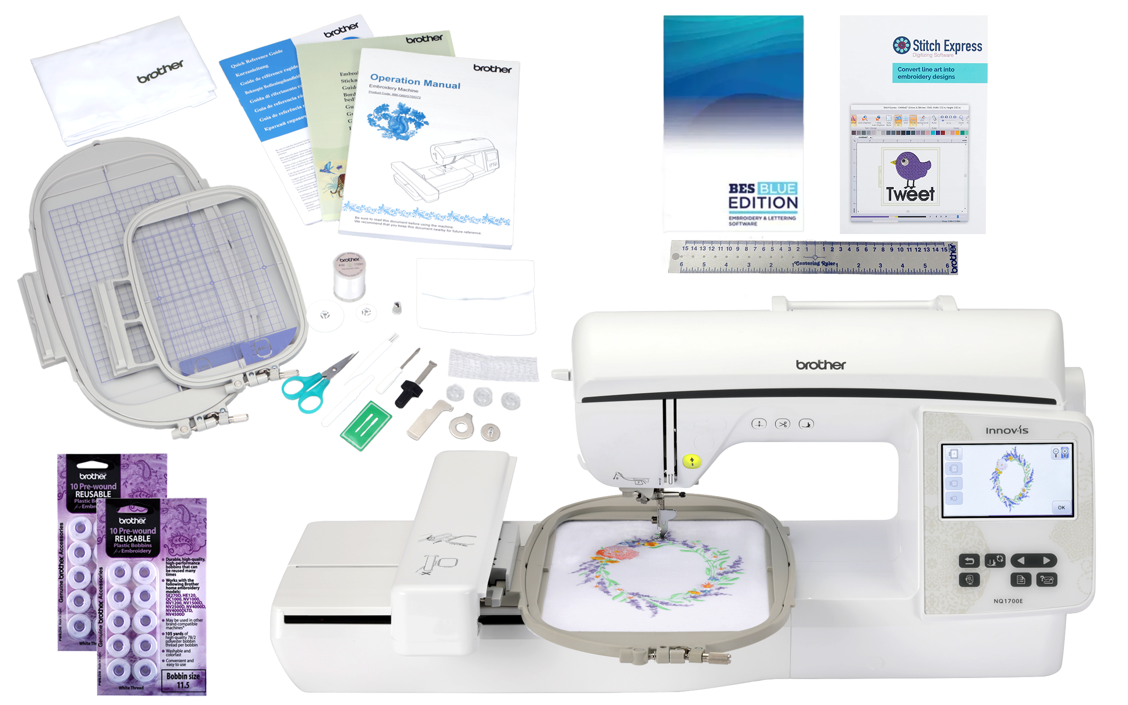 Brother Innov-is NQ1700E Embroidery Machine Digitizing Bundle