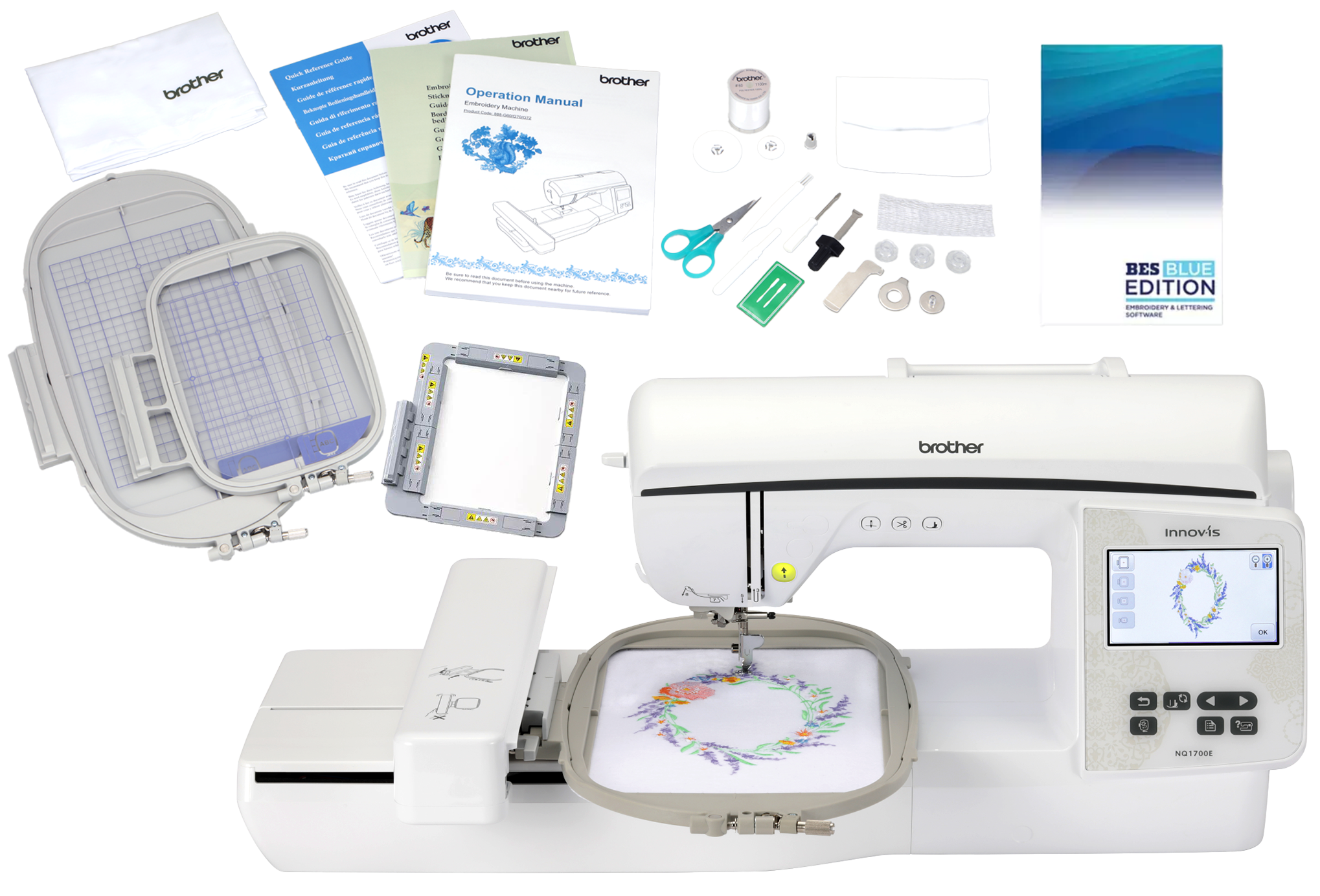 Brother Innov-is NQ1700E Embroidery Machine Magnetic Hoop Bundle