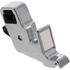 Metal sewing machine presser foot on a white background