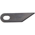 A dark gray metal replacement blade with a circular hole on one end, shown on a plain white background.
