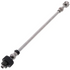 A long metallic rod assembly with black knurled end caps and small black rings, photographed on a plain white background.