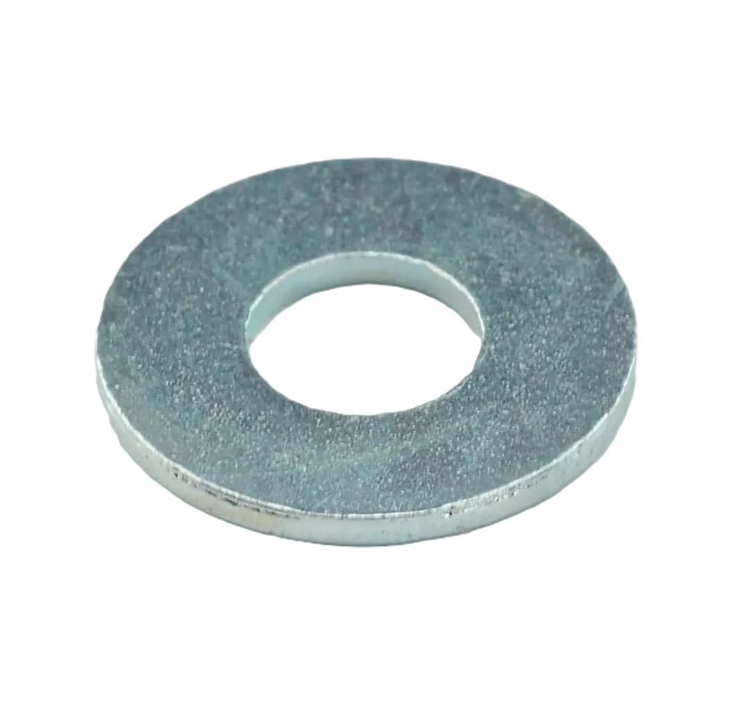 A single galvanized steel flat washer with a textured matte finish, shown on a plain white background.