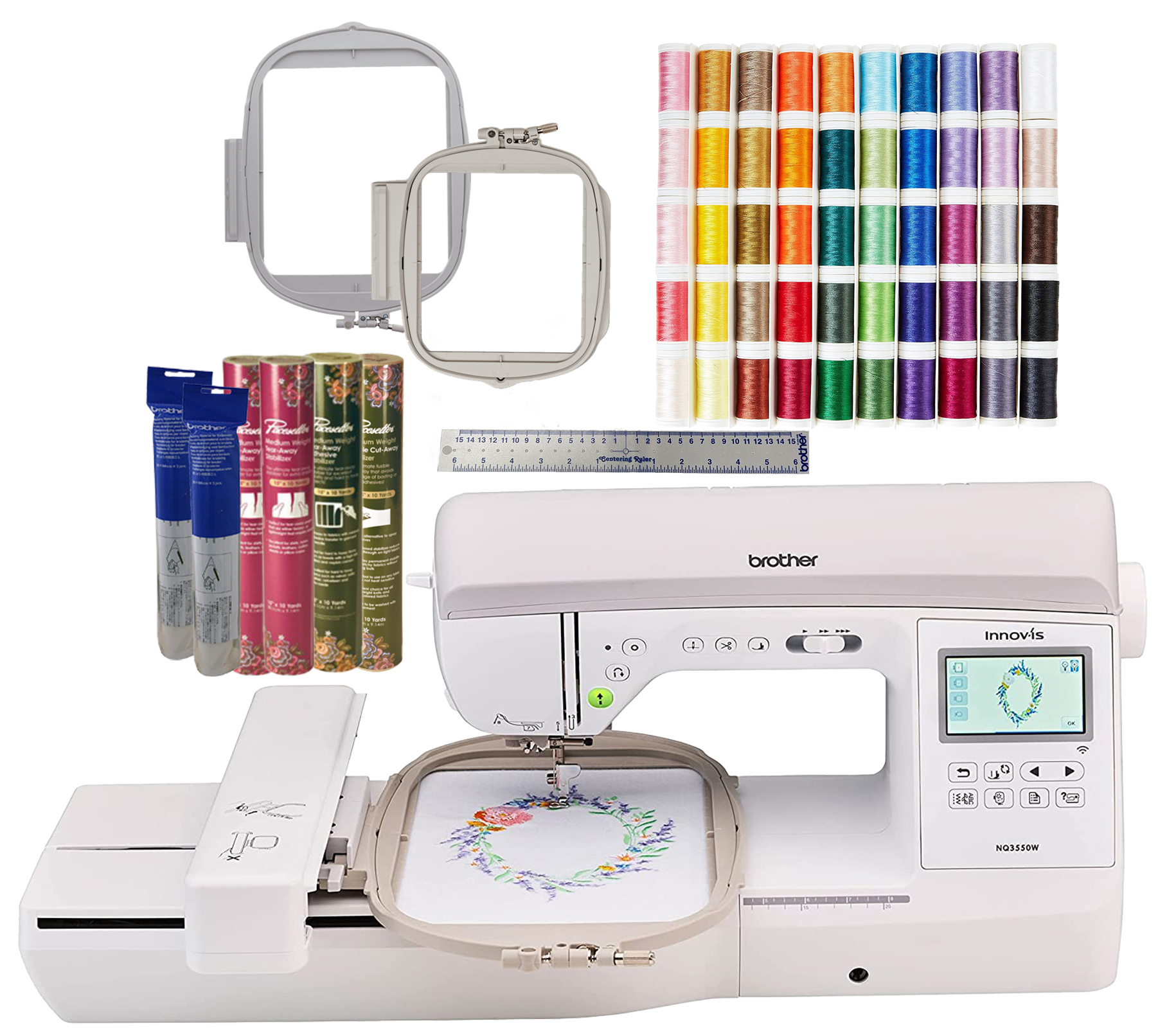 Brother NQ3550W Sewing and Embroidery Machine Extra Hoop Bundle