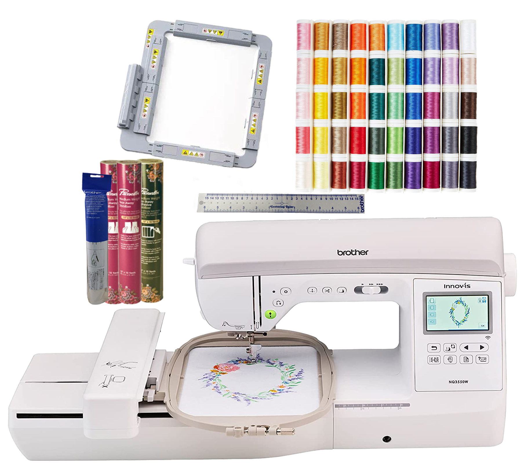 Brother NQ3550W Sewing and Embroidery Machine Magnetic Hoop Bundle