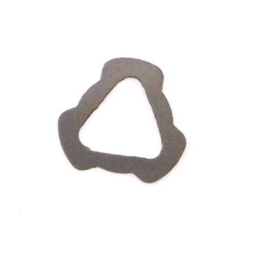 A small dark gray foam triangular ring-shaped gasket or filter element on a plain white background.