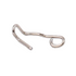 A small metallic silver hook or clip with a bent, curved shape, isolated on a plain white background.
