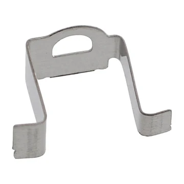 A small metallic silver clip or bracket with a cutout at the top, shown on a plain white background.