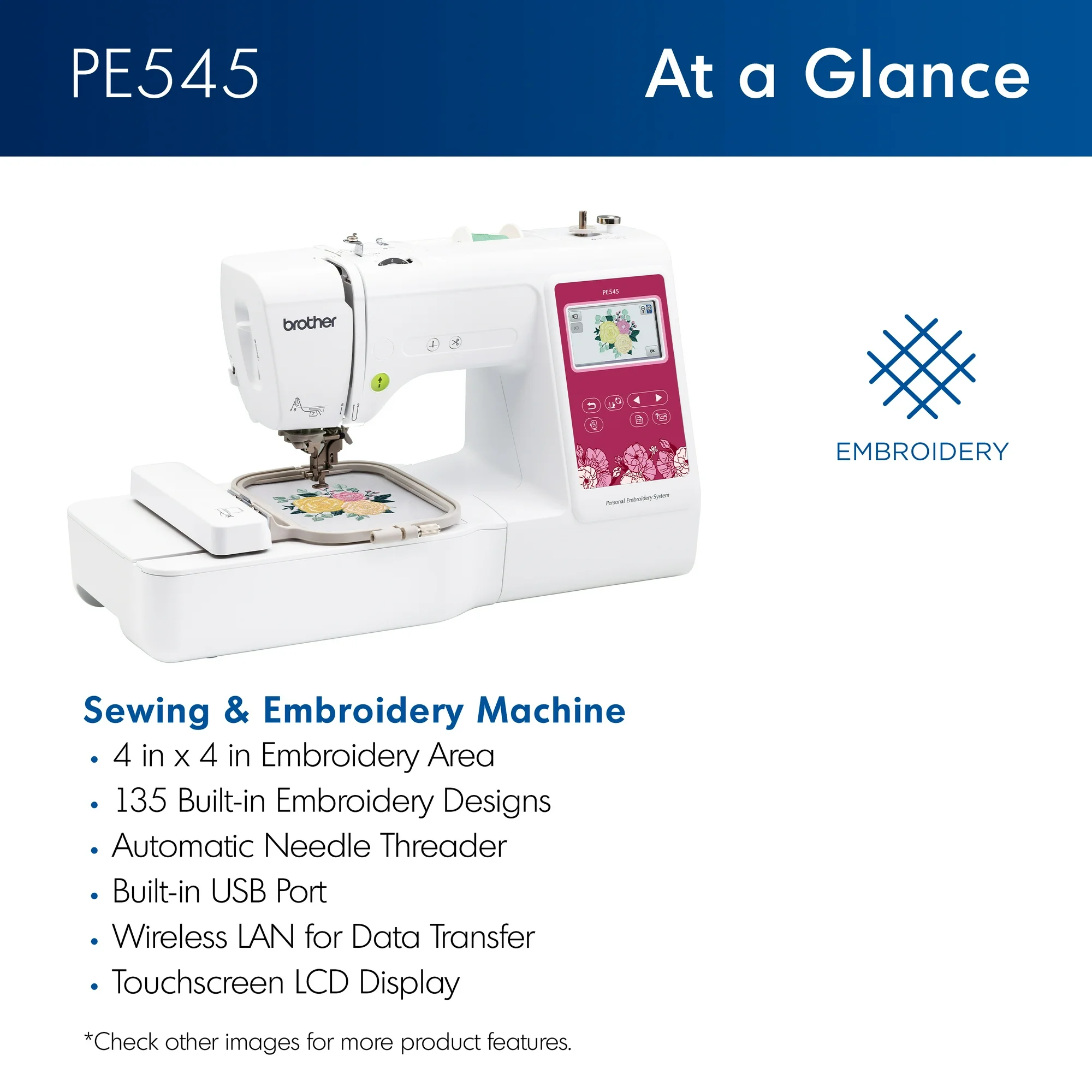 Brother PE545 Embroidery Machine At a Glance