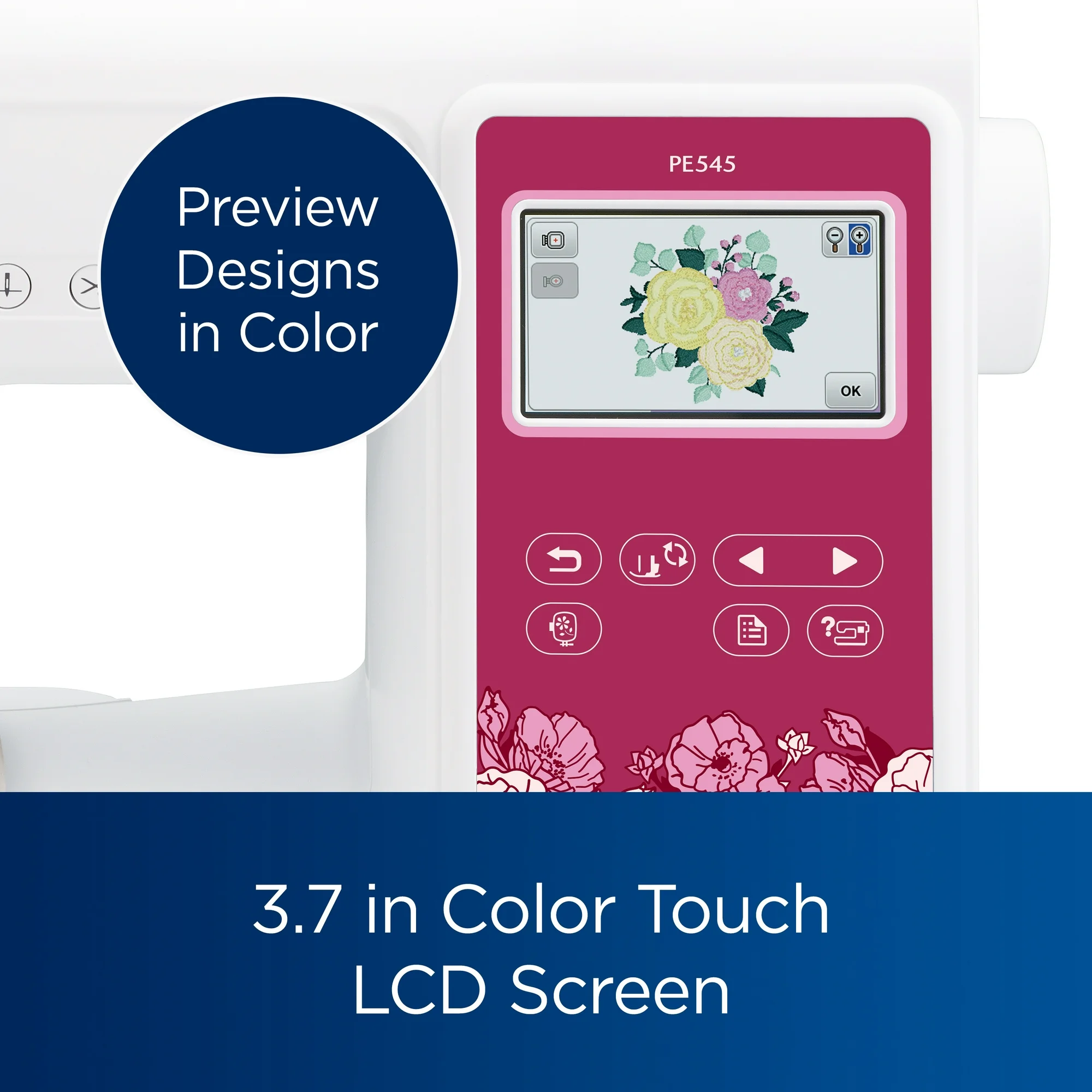 Brother PE545 Embroidery Machine LCD Color Touch Screen