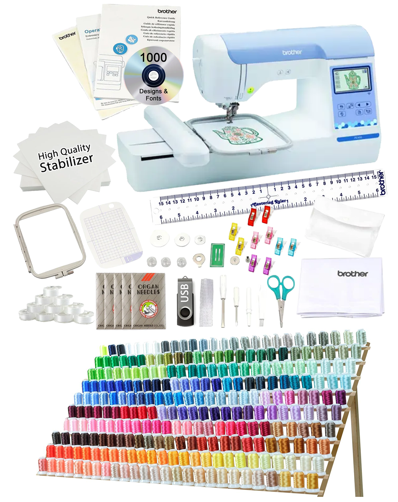 Brother PE900 Embroidery Machine 260 Embroidery Thread Spool Bundle