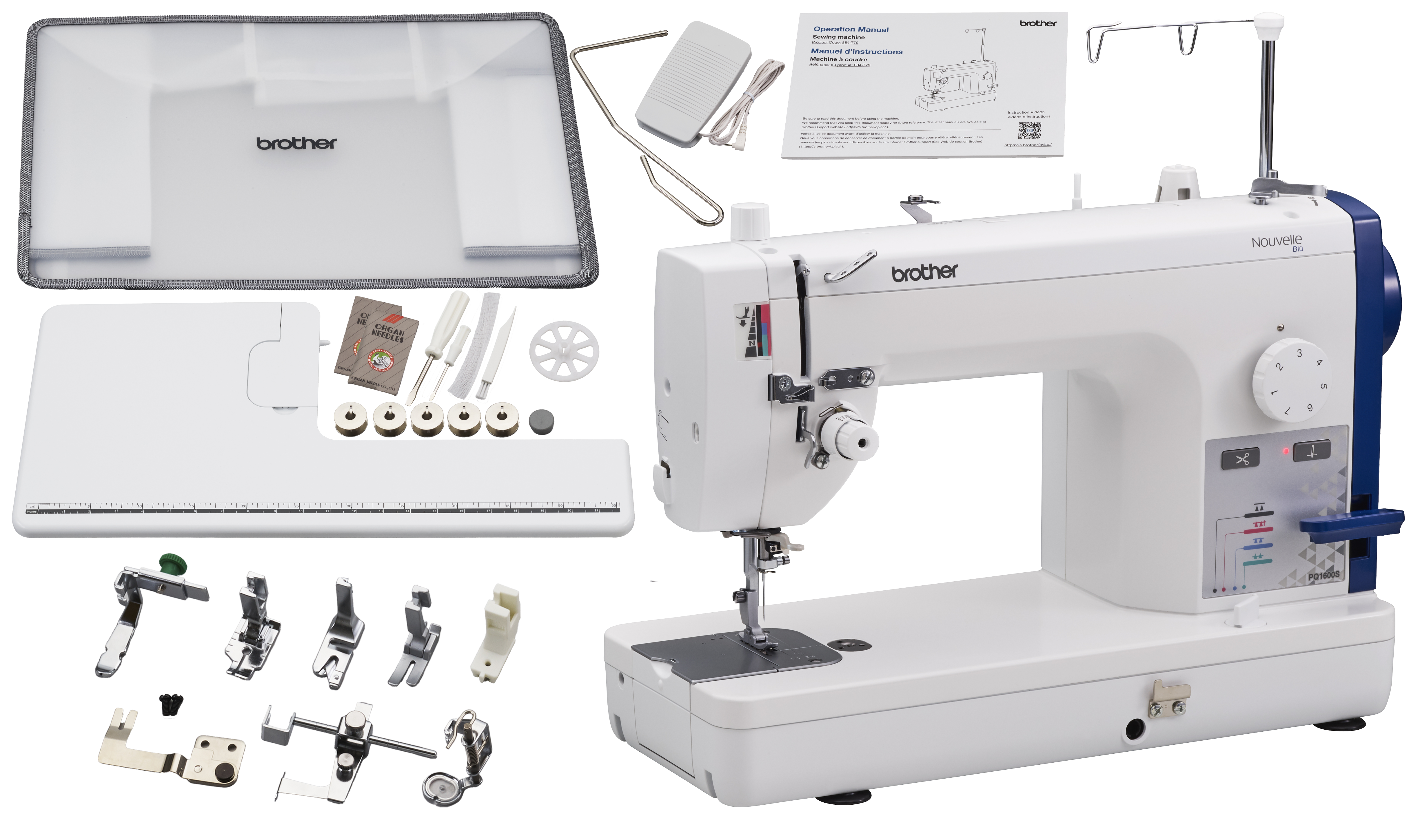 Brother PQ1600S High Speed Straight Stitch Sewing and Quilting Machine Plus Accessories