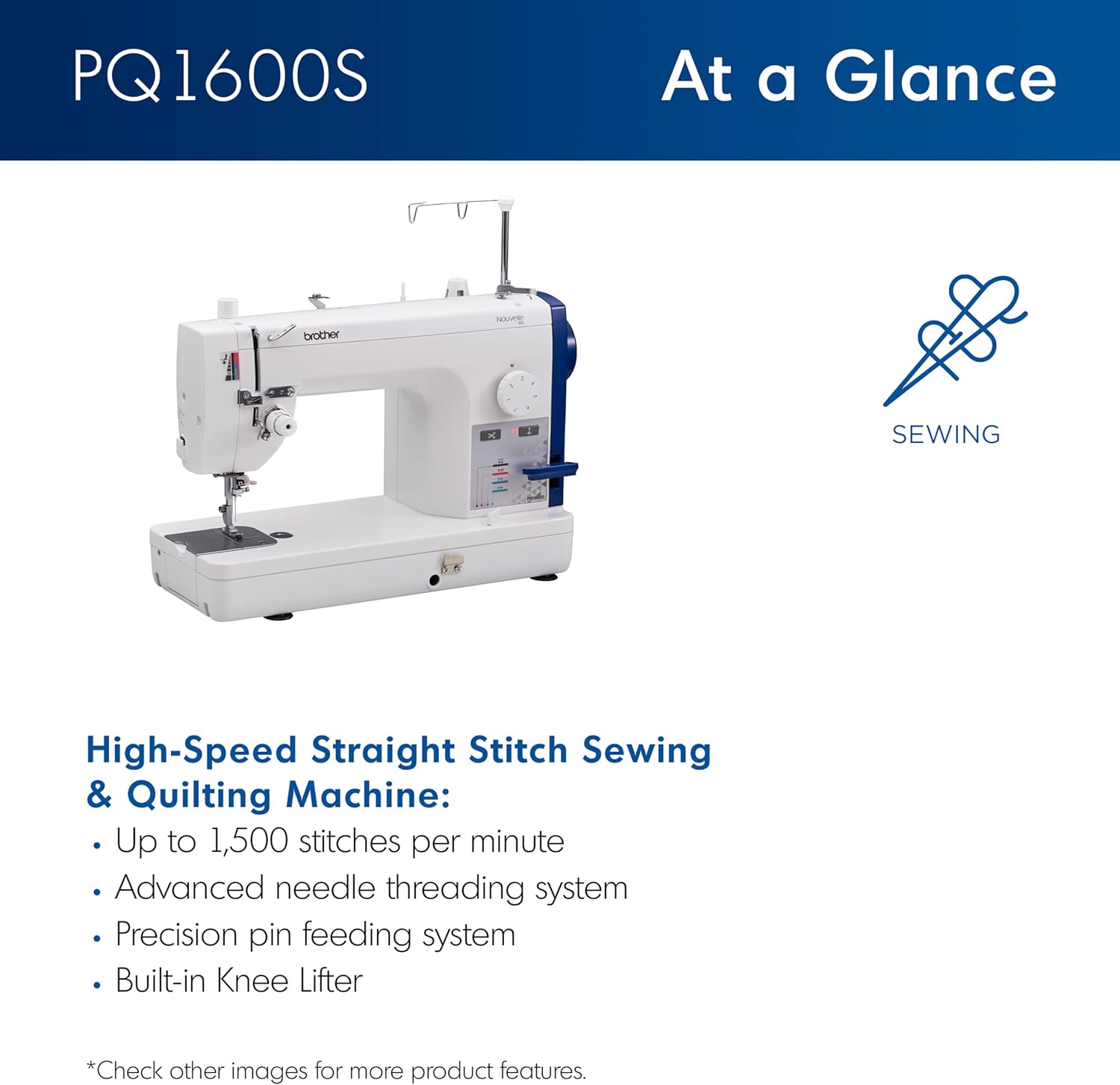 Brother PQ1600S High Speed Straight Stitch Sewing and Quilting Machine at a Glance
