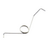 A silver metal coil spring with bent ends, isolated on a solid white background.
