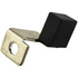 Metallic lever with a black rubber block on a white background