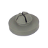 A small round gray rubber component with a raised central tab featuring four evenly spaced slots, isolated on a white background.
