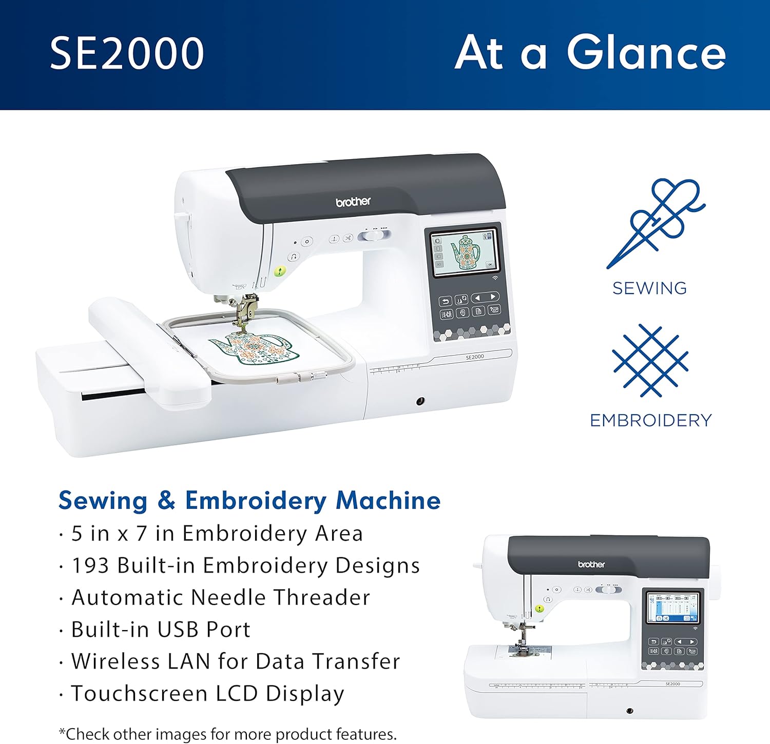 Brother SE2000 Sewing and Embroidery Machine Features at a Glance